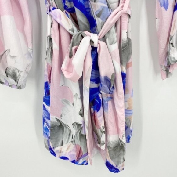 Anthropologie X Plum Pretty Sugar | Pink Purple Floral Boho Kimno Robe Size M - Picture 4 of 7